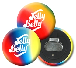 Lenticular magnetic bottle opener with red, yellow, green, and black, color changing