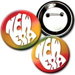 Lenticular button with yellow, red, and green, color changing