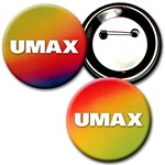 Lenticular Button - red, yellow, green, and black, color changing - 2 1/4-inch diameter