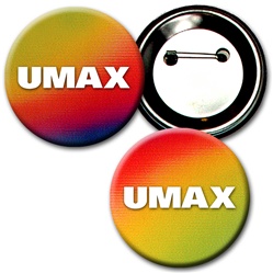 Lenticular Button - red, yellow, green, and black, color changing - 2 1/4-inch diameter