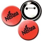 Lenticular  2 ¼” in diameter button with red and white gradient, color changing