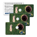 Lenticular calendar card with putter hits golf ball into hole, animation
