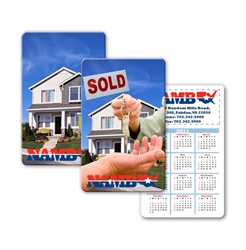 Lenticular calendar card with real estate realtor hands sold keys to buyer of house, flip
