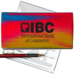 Lenticular checkbook cover with rainbow, color changing