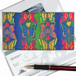 Lenticular checkbook cover with rainbow butterflies, color changing