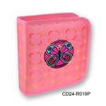 Lenticular CD case with yellow, red, and green butterflies on a pink background, color changing flip