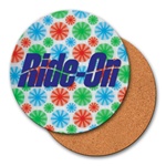 Lenticular coaster with colorful spinning wheels on white background, animation