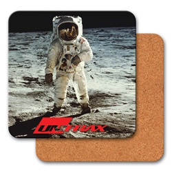 Lenticular coaster with NASA astronaut stands on the moon, depth