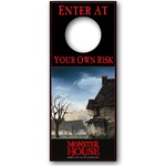 Lenticular door hanger with custom design, Monster House grows a scary face, animation