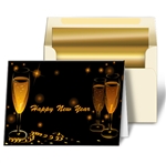 3D Lenticular Custom Greeting Card With Gold Champagne, Confetti, and Streamers for a Happy New Year, Flip