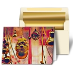 3D Lenticular Greeting Card with Red Christmas Holiday Ornaments and Gold Bells, Depth