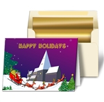 Lenticular Christmas Card with Santa, Snow, Tree and Reindeer. Animation effect.