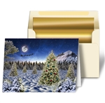 Personalized 3D Lenticular Christmas Cards Image with Pine Trees and Snow
