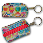 Lenticular purse key chain with cute flowers and circles, flip with