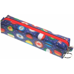 Lenticular pencil case with international flags including USA, Mexico, Canada, France, Israel, Switzerland and more, depth
