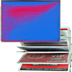 Lenticular credit card ID holder with red and blue gradient, color changing