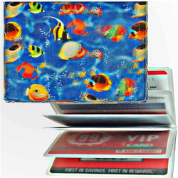 Lenticular credit card ID holder with tropical clown fish in Hawaiian ocean, depth