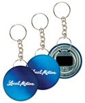 Lenticular key chain bottle opener with dark blue and light blue, color changing