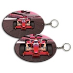 Lenticular foam key chain with custom design, Indy F1 race car grows larger when it closes distance, zoom