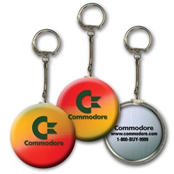 Lenticular key chain with red, yellow, and blue, color changing