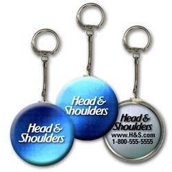 Lenticular key chain with dark blue and light blue, color changing