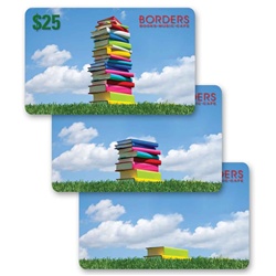 Lenticular gift card with stack of books build up a tower to the sky, animation