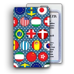 Lenticular Luggage Tag with international flags including Mexico, Canada, France, Switzerland and more, depth