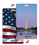 Lenticular luggage tag with American Flag and Washington Monument Flip Effect