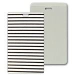 Lenticular luggage tag with black and white stripes, animation