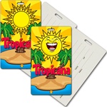 Lenticular privacy tag with tropical Hawaiian Image