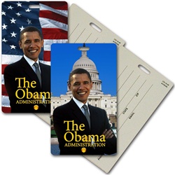 Lenticular privacy tag with USA American President Obama, flag and capitol building, flip