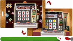 Lenticular Luggage Tag Mailer with Animated 3D Jackpot Slot Machine in Casino Las Vegas