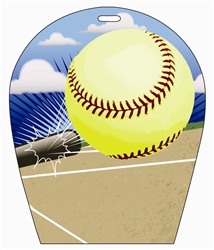 Lenticular sports luggage tag with arch shaped, Softball Sports 3d effect