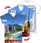 Lenticular luggage tag with t-shirt shaped, Waikiki Beach, Oahu, Hawaii and King Kamehameha, flip