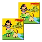Lenticular Flexible Rubber Magnet with custom design, tropical Hawaiian hula girl dances next to a palm tree, animation