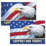 3D Lenticular Flexible Rubber Magnet with USA American bald eagle, flag with stars and stripes, support our troops, depth flip 112126