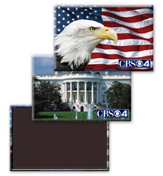 Lenticular Magnetic Rectangle with American flag, bald eagle, and White House, flip