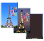 Lenticular Magnetic Rectangle Paris France Eiffel Tower changes from day to night
