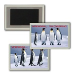 Lenticular Magnet Acrylic Frame Penguins dancing in the Antarctic snow, flip