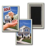 3D Magnet Acrylic Frame Real Estate realtor hands sold keys to buyer of house, flip