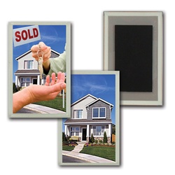 3D Magnet Acrylic Frame Real Estate realtor hands sold keys to buyer of house, flip