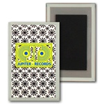 Lenticular Magnet Acrylic Frame with black spinning wheels on white background, animation