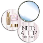 Lenticular mirror with custom design, Estee Lauder, need a lift, make up, lipstick, eye cream, flip