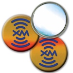 Lenticular 2 1/4" mirror with brown, yellow, and orange, color changing effect