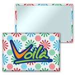 Lenticular 2 x 3 inches mirror with red, blue, and green spinning wheels, white background, animation