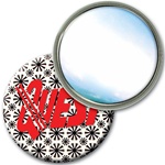 Lenticular mirror with black spinning wheels on white background, animation