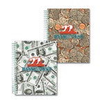 Lenticular 4 x 5 inches 3D notebook with USA American money, currency, dollars and coins, flip