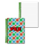 Lenticular 4 x 6 inches 3D notebook with red, blue, and green spinning wheels, white background, animation