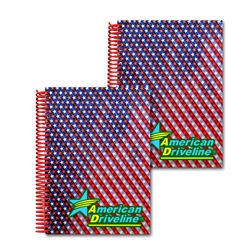 Lenticular 5 x 7 inches 3D notebook with American flag stars and stripes, red, white, and blue, color changing flip