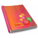 Lenticular notebook with custom design, Starburst hard candies on an orange and red gradient background, color changing